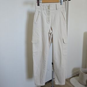 Wilfred Free Aritzia High Rise Tapered Cargo Pants Cream Beige Size 00